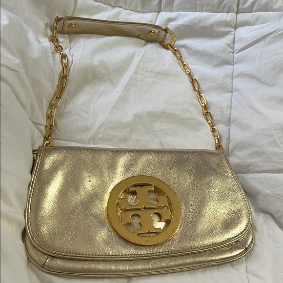 Tory Burch Gold Shoulder Bag with Chain Strap - Picture 1 of 9
